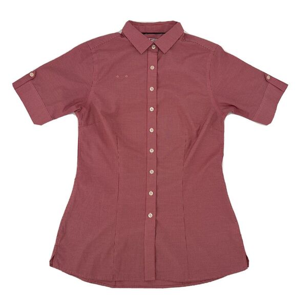 Chik‎ Fil A Uniform Shirt Women's S Red White Check Team Style Oobe Button Up - Picture 1 of 10